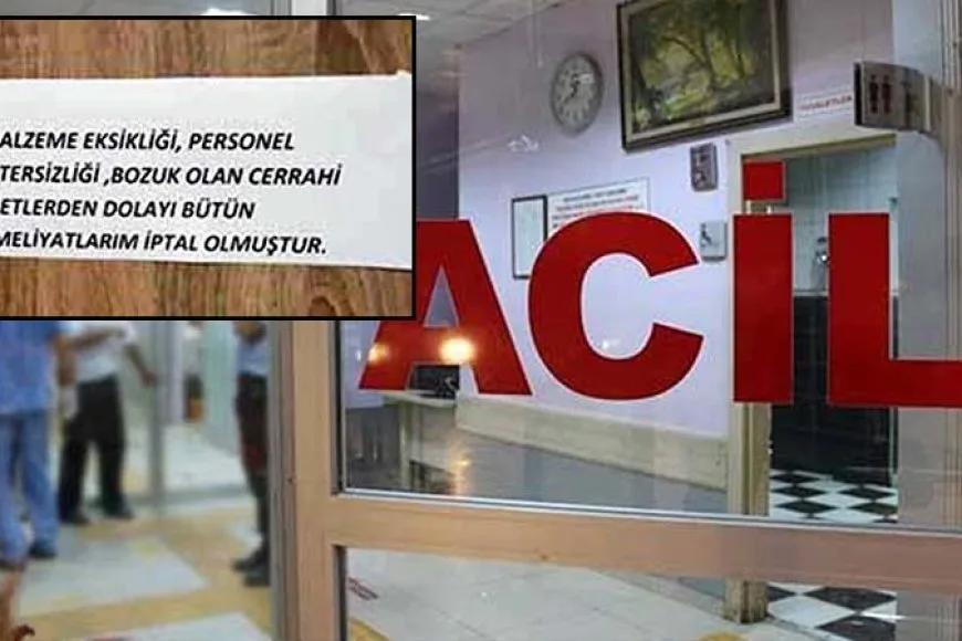 Poliklinik kapısına "malzeme eksikliği, bozuk cerrahi aletlerden dolayı ameliyatlarım iptal" notu asan doktora idari soruşturma