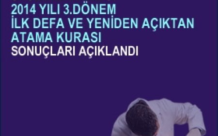 2014 Yılı 3.Dönem İlk Kez Ve Yeniden Açıktan Atama Kurası Sonuçları