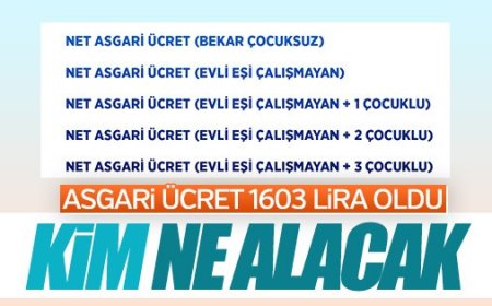 Kesintiler Yapıldıktan ve AGİ'ler Eklendikten Sonra Asgari Ücret.